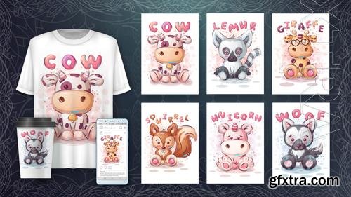 Vector cartoon character adorable set animals pretty zoo Vector cartoon character adorable set animals pretty zoo