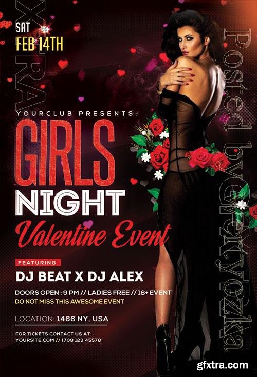 Psd Flyer girls night valentine design templates Psd Flyer girls night valentine design templates