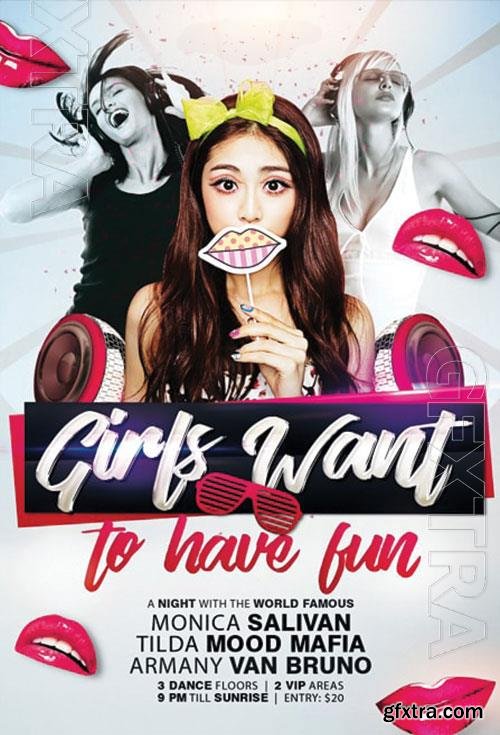 Psd flyer Girls Want To Have Fun design templates