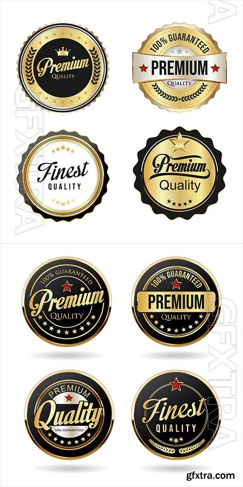 Golden badge and labels high quality vector illustration Golden badge and labels high quality vector illustration