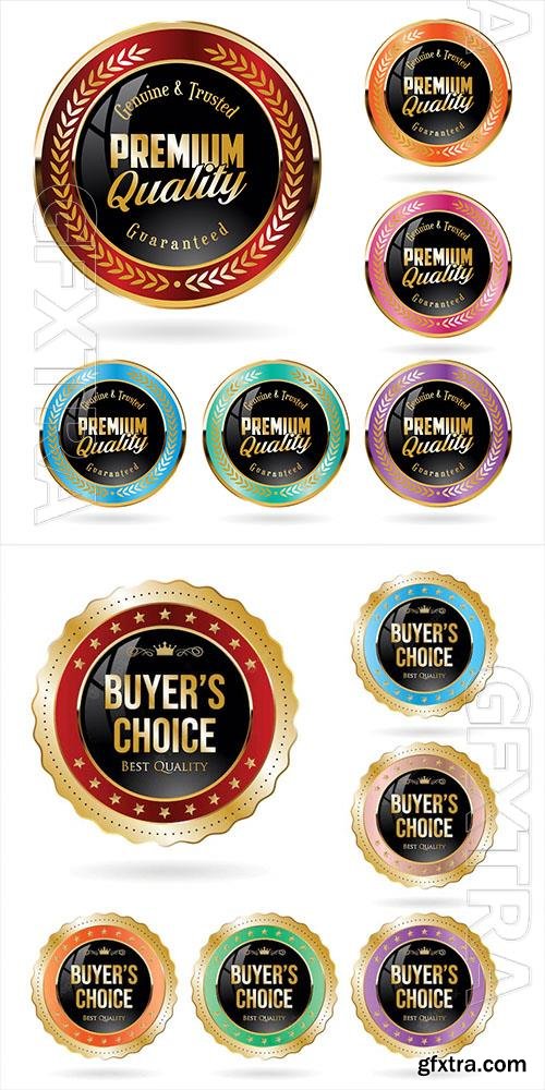 Colorful vector premium quality badges and labels Colorful vector premium quality badges and labels