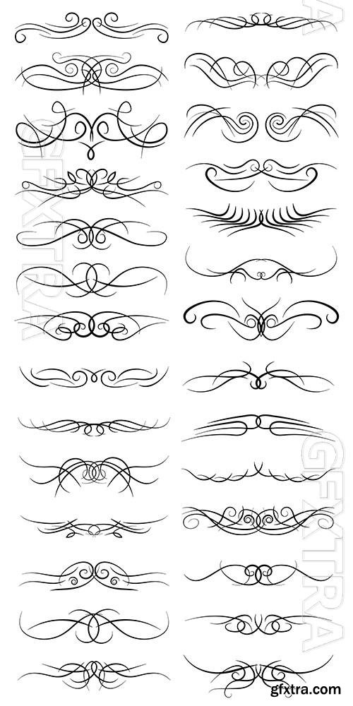 Decorative curls swirls, borders, drawing elements in vector Decorative curls swirls, borders, drawing elements in vector
