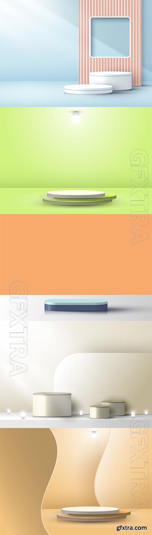 3d realistic abstract minimal scene empty podium studio room with circle backdrop and lighting soft 3d realistic abstract minimal scene empty podium studio room with circle backdrop and lighting soft