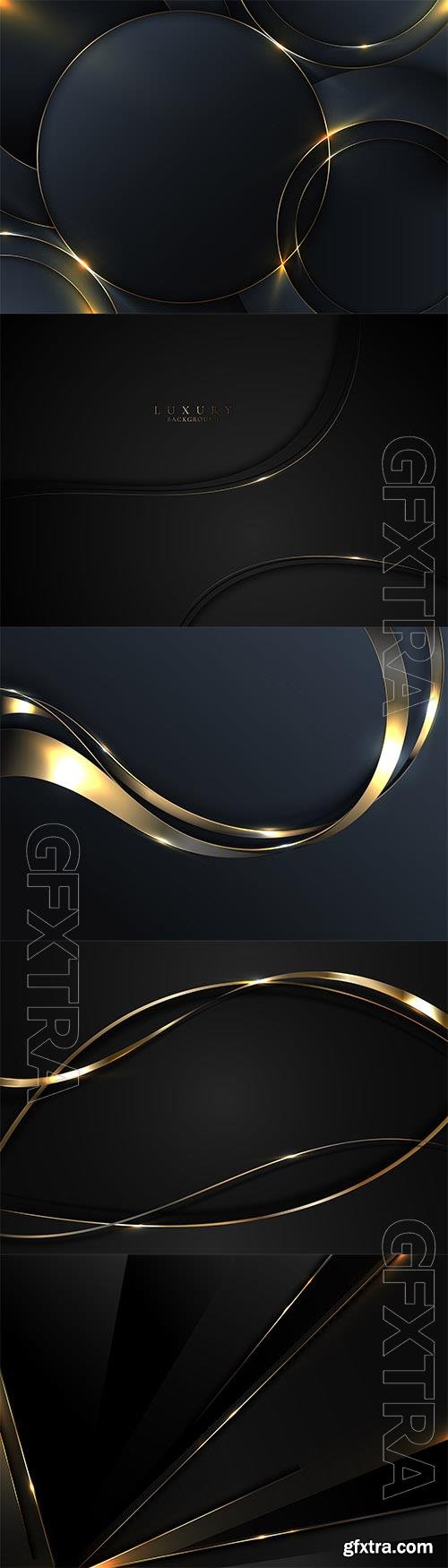 Vector abstract 3d elegant golden wave curved lines and lighting effect on black background Vector abstract 3d elegant golden wave curved lines and lighting effect on black background