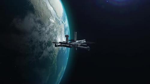 Videohive - A new space station in space orbiting the Earth. a concept on the theme of space - 42974614 - 42974614
