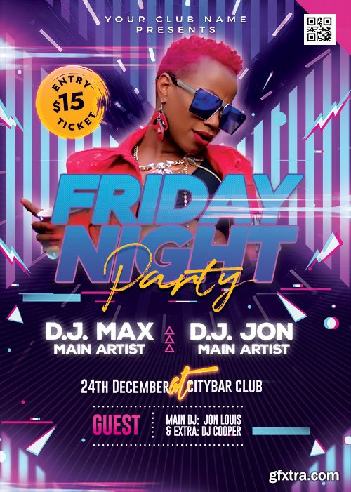 Psd flyer Friday Night Party design templates Psd flyer Friday Night Party design templates