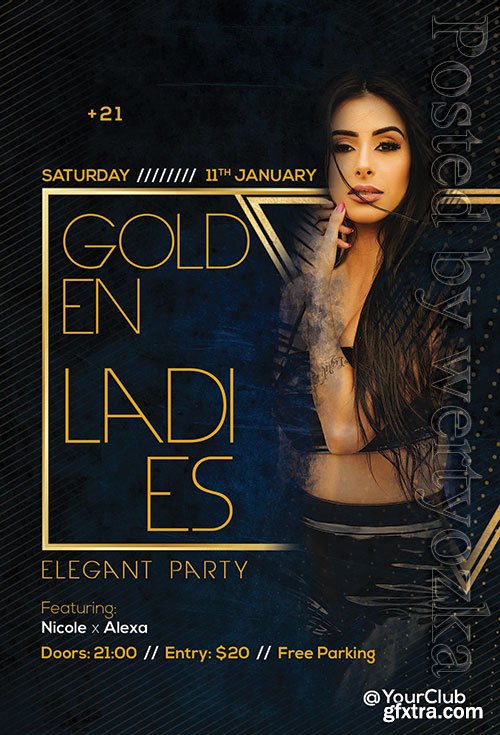 Psd flyer Golden Ladies design templates Psd flyer Golden Ladies design templates