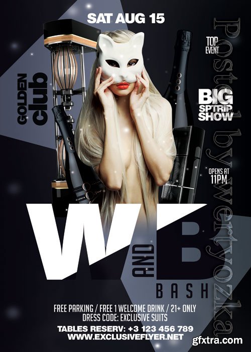 Psd flyer black and white bash design templates Psd flyer black and white bash design templates