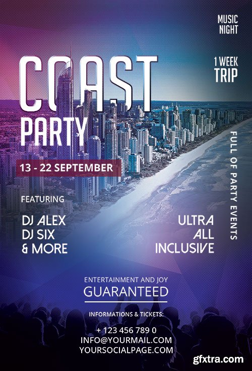 Psd flyer Coast Party design templates Psd flyer Coast Party design templates