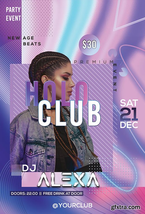 Psd flyer Holo Club design templates Psd flyer Holo Club design templates