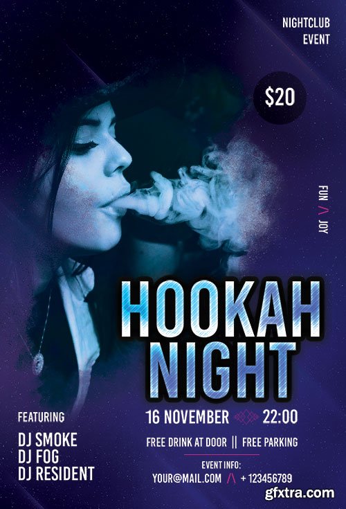 Psd flyer Hookah Night design templates Psd flyer Hookah Night design templates