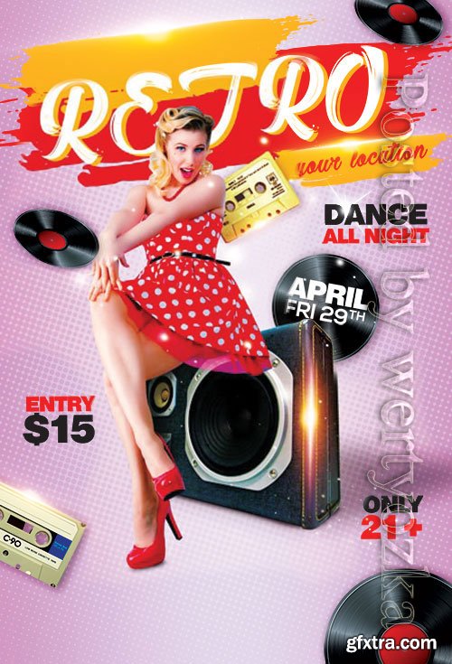 Psd flyer Retro Party design templates Psd flyer Retro Party design templates