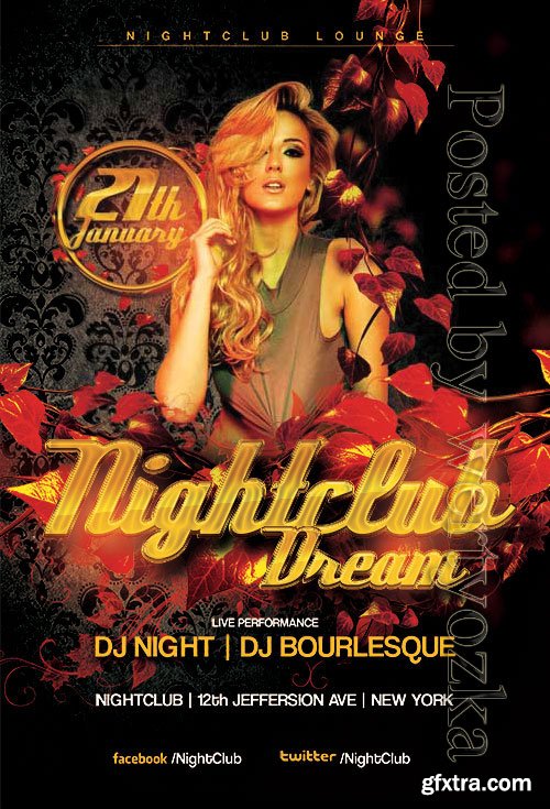 Psd flyer Red Night club Party design templates Psd flyer Red Night club Party design templates