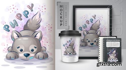 Vector puppy dog poster and merchandising Vector puppy dog poster and merchandising