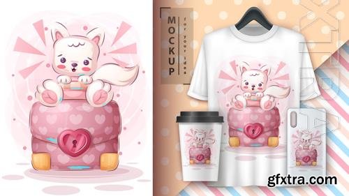 Vector cartoon cute character animal cat with diplomat poster and merchandising Vector cartoon cute character animal cat with diplomat poster and merchandising