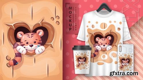 Vector love tiger poster and merchandising Vector love tiger poster and merchandising