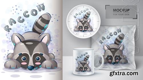 Vector teddy raccoon illustration and merchandising Vector teddy raccoon illustration and merchandising