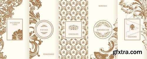 Vector vintage set of design vertical elements labels frames logo packaging luxury design vol 4