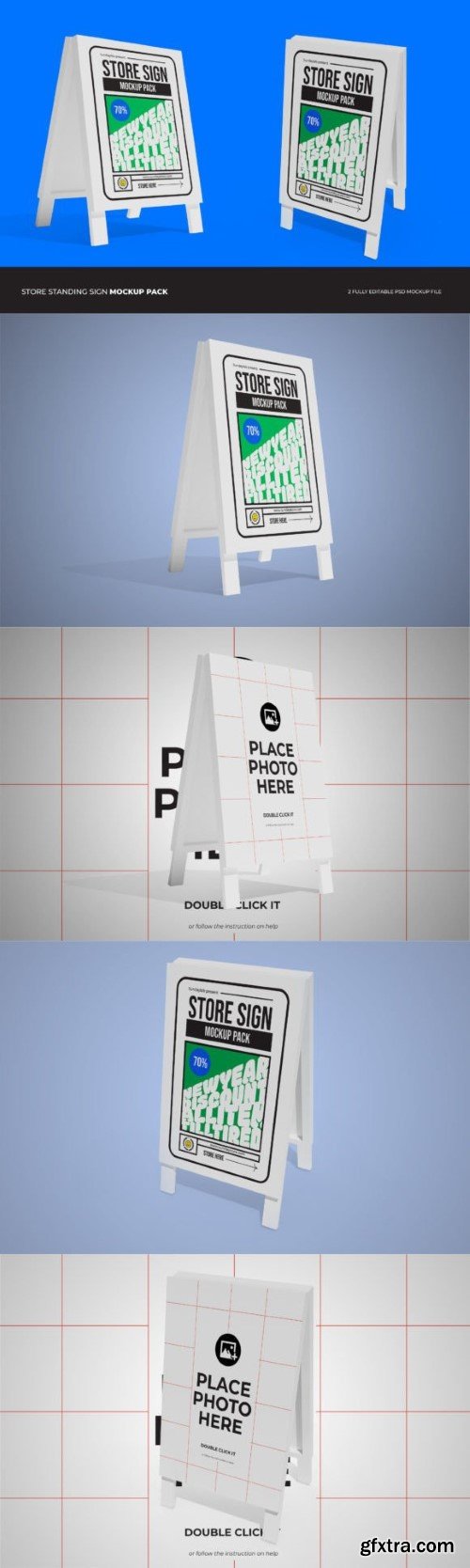 Store Standing Sign Mockup Pack » GFxtra