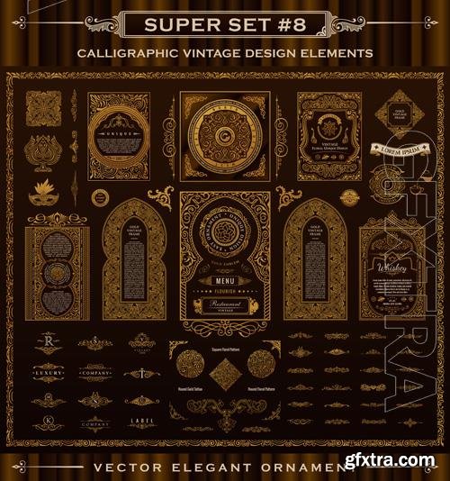 Vector calligraphic vintage elements frames and design labels