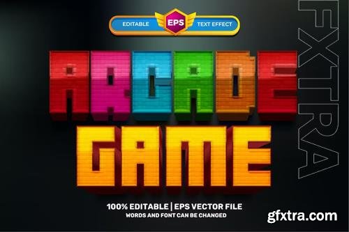 Pixelated 3D arcade game text effect - EPS file