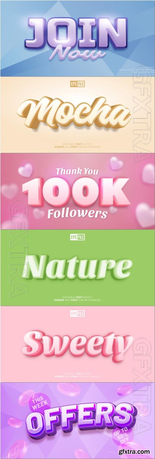 Vector 3d text editable, text effect font vol 23