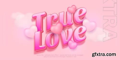 Vector 3d font style true love editable text effect