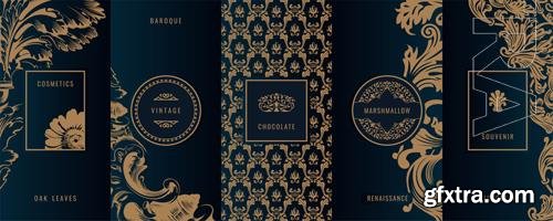 Vector vintage gold collection of design labels frames for logo packaging design soap or wine background vol 2