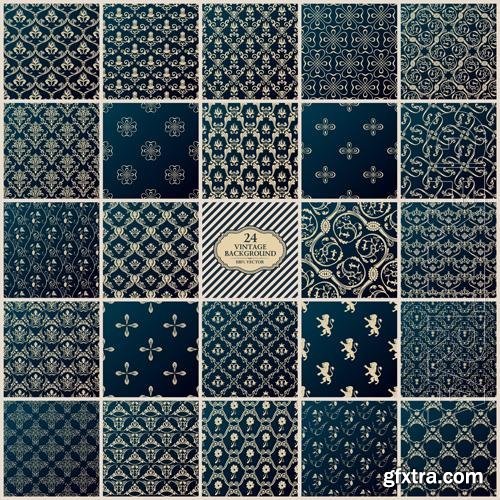 Vector vintage backgrounds set seamless pattern ornament Vector vintage backgrounds set seamless pattern ornament