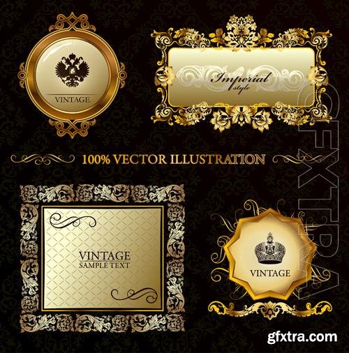 Vector glamour vintage gold frame decorative background Vector glamour vintage gold frame decorative background