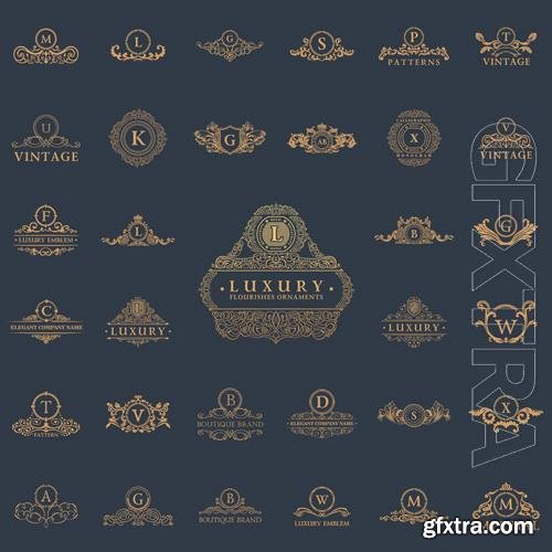 Vector luxury vintage logos and labels elements Vector luxury vintage logos and labels elements