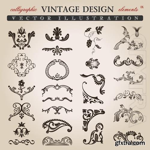 Vector floral calligraphic vintage design elements Vector floral calligraphic vintage design elements