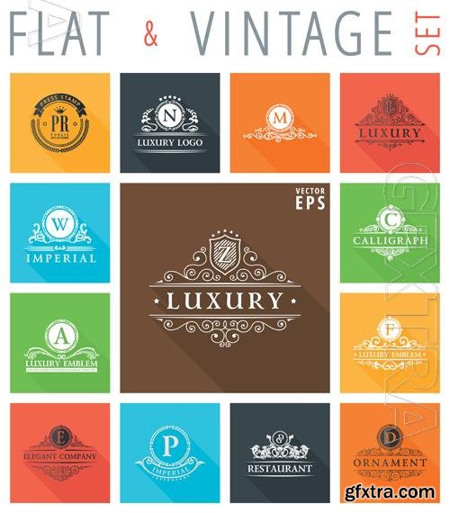 Vector flat logos and emblems with shadow effect for web design Vector flat logos and emblems with shadow effect for web design