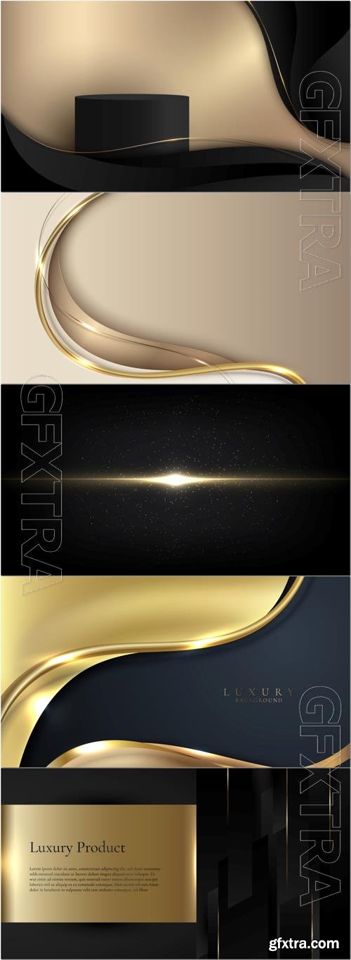 3d elegant golden wave curved lines and lighting effect on black background 3d elegant golden wave curved lines and lighting effect on black background