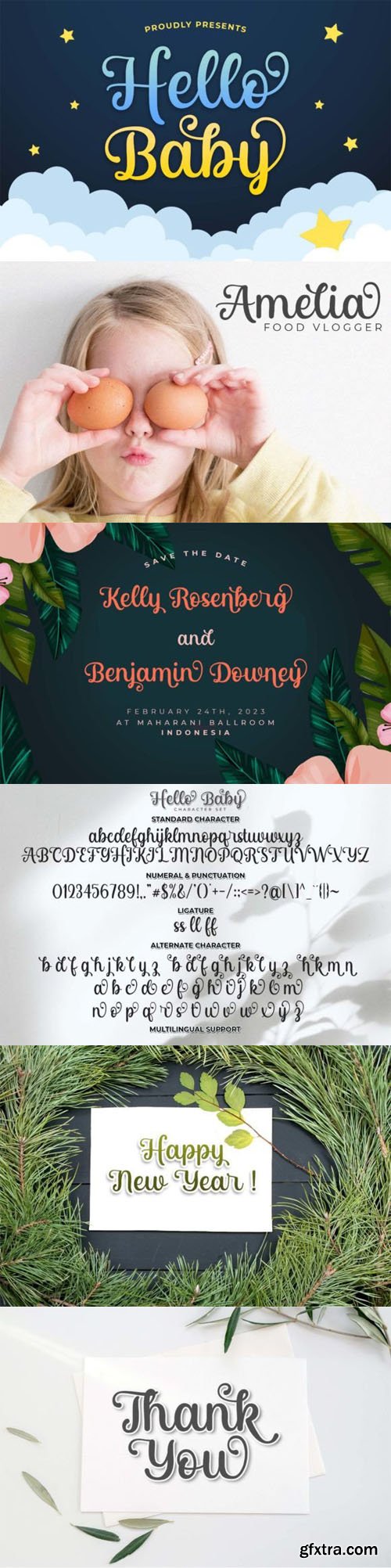 Hello Baby - Well Balanced Script Font Hello Baby - Well Balanced Script Font