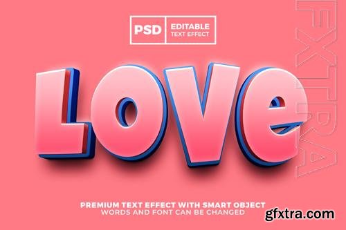 PSD modern love cartoon comic 3d editable text effect style
