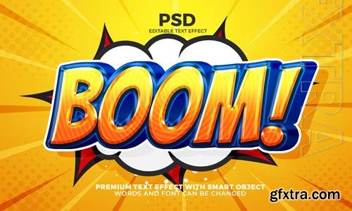 PSD boom comic cartoon glossy 3d editable text effect with halftone background PSD boom comic cartoon glossy 3d editable text effect with halftone background