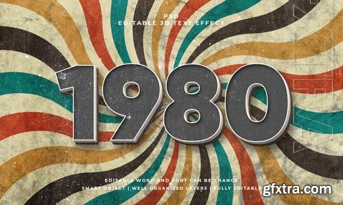 PSD 1980 vintage psd 3d editable text effect with background PSD 1980 vintage psd 3d editable text effect with background