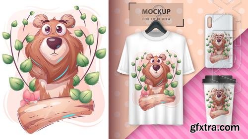 Vector cartoon character adorable bear Vector cartoon character adorable bear