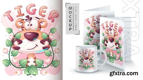 Cartoon character adorable tiger in vector Cartoon character adorable tiger in vector