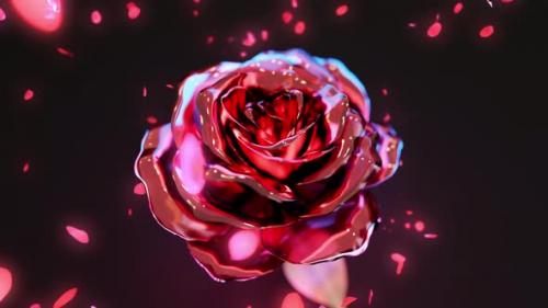 Videohive - Abstract Glass Rose With Falling Rose Petals 4K - 43071101 - 43071101