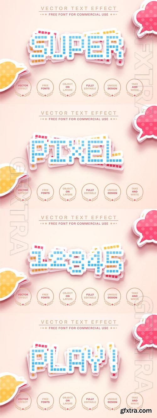 Pixel Sticker - editable text effect, font style