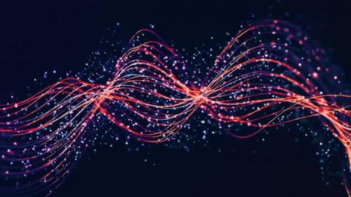 Videohive - Colorful Glittering Particles And Light Lines Loop - 42997186 - 42997186