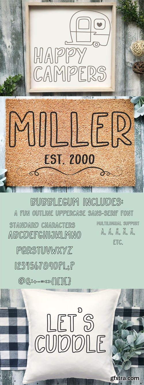 BubbleGum - Fun Outline Sans Serif Font BubbleGum - Fun Outline Sans Serif Font