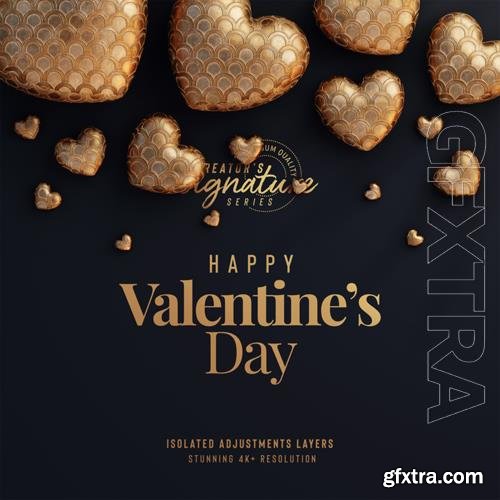 PSD valentines day cute background mockup with decorative love hearts top view scene vol 3