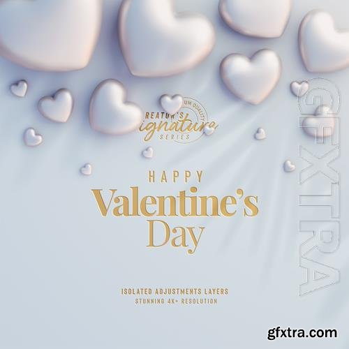 PSD valentines day cute background mockup with decorative love hearts top view scene vol 4