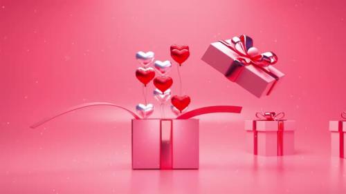Videohive - Happy Valentines Day Love Gift Heart Romance Suprise Loop Background Without Title - 43093571 - 43093571