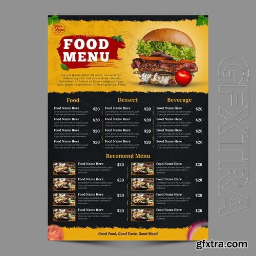 PSD dark and yellow restaurant food menu promotion template premium psd