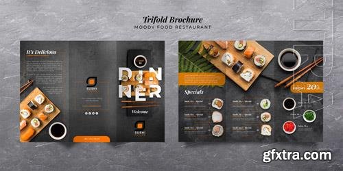 PSD moody food restaurant trifold brochure