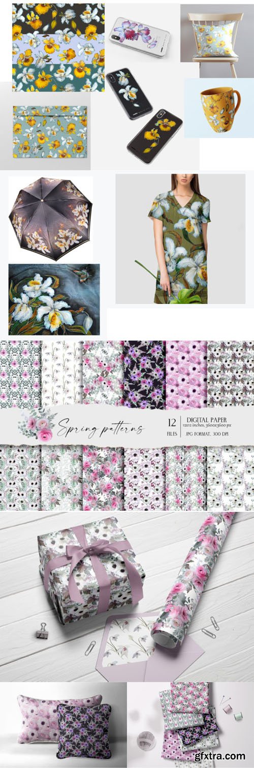 Floral Seamless Patterns Collection » GFxtra